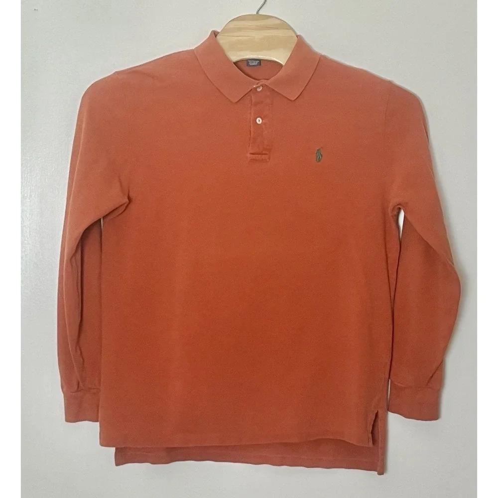 Vintage Polo Ralph Lauren Polo Shirt Men's Large Orange Preppy 90s Academia Fall